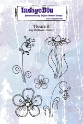 Fleurs II A6 Red Rubber Stamp by Kay Halliwell-Sutton